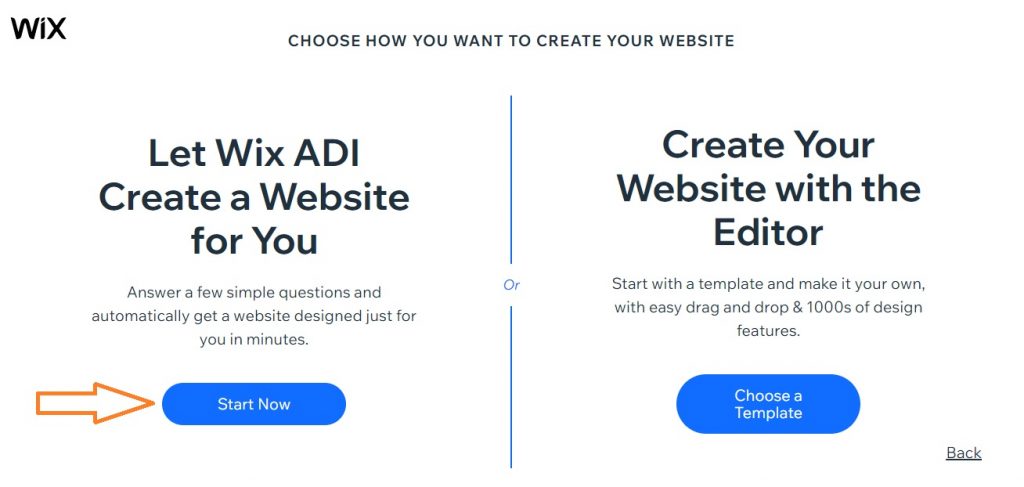 Choose how you want to create your website