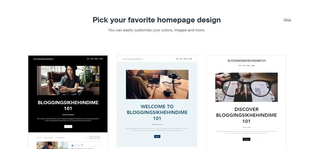 Pick your design or homepage